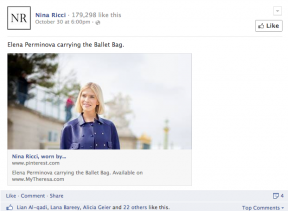 STYLE DU MONDE image of Elena Perminova on Nina Ricci facebook