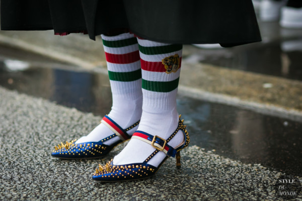 gucci heels with socks